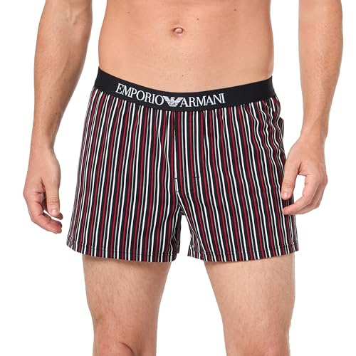 EMPORIO ARMANI Herren Stretch Cotton Classic Pattern Mix Boxer Briefs, RED Stripes Print, L von Emporio Armani