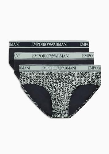 EMPORIO ARMANI Herren Stretch Cotton Core Logoband 3-Pack Brief, Black/PR.Black/Black, M (3er Pack) von Emporio Armani