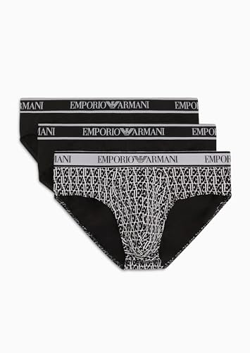 EMPORIO ARMANI Herren-Slip mit Logoband und elastischem Baumwollkern, 3er-Pack, MARIN/PR MARIN/MARIN, XL von Emporio Armani