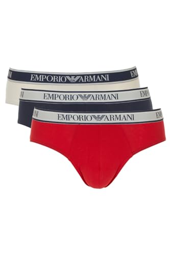 EMPORIO ARMANI Herren Stretch Cotton Core Logoband 3-Pack Brief, Nude/Marine/RED, XXL (3er Pack) von Emporio Armani