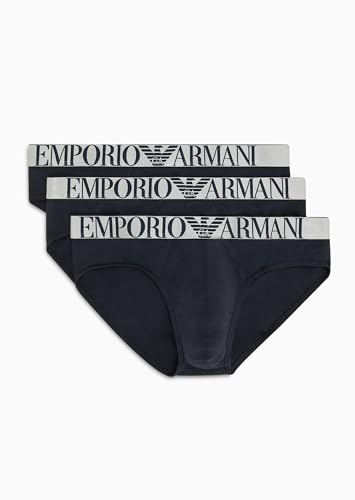 EMPORIO ARMANI Herren Stretch Cotton Shiny Logoband 3-Pack Brief, Marine/Marine/Marine, XXL (3er Pack) von Emporio Armani