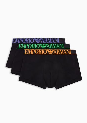 EMPORIO ARMANI Herren Stretch Cotton Shiny Logoband 3-Pack Trunk, Black/Black/Black, L (3er Pack) von Emporio Armani