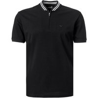 EMPORIO ARMANI Herren Zip-Polo schwarz Baumwoll-Piqué von Emporio Armani