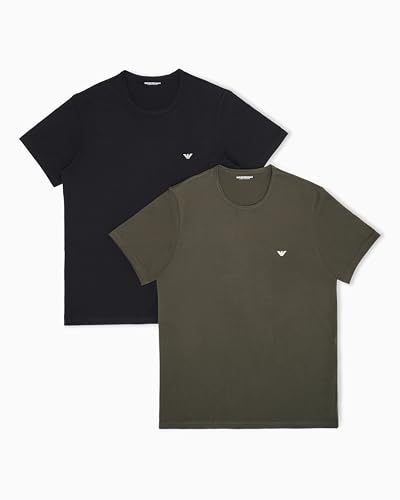 EMPORIO ARMANI Man T-Shirt aus Reiner Baumwolle, Rundhalsausschnitt, Schwarz, Größe S, Schwarz/Waldnacht, S von EMPORIO ARMANI