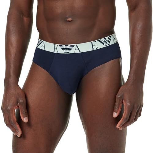 EMPORIO ARMANI Herren Stretch Cotton Bold Monogram 3-Pack Brief, White/Marine/Mint, XL (3er Pack) von Emporio Armani