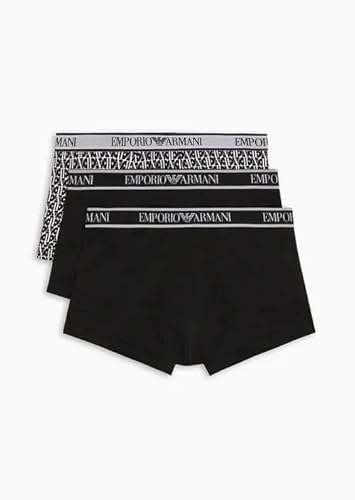 EMPORIO ARMANI Herren Stretch Cotton Core Logoband 3-Pack Boxer, Black/PR.Black/Black, XL (3er Pack) von Emporio Armani