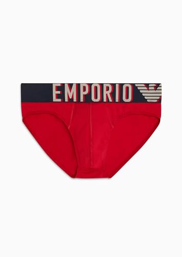 EMPORIO ARMANI Herren Stretch Cotton Megalogo Briefs, RED, XL von Emporio Armani