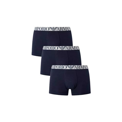 EMPORIO ARMANI Herren Stretch Cotton Shiny Logoband 3-Pack Trunk, Marine/Marine/Marine, M (3er Pack) von Emporio Armani