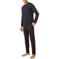 EMPORIO ARMANI Herren Pyjama blau Jersey-Baumwolle Kariert,unifarben von Emporio Armani