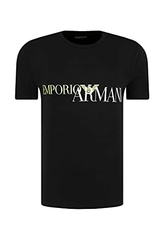 Emporio Armani 111035 0A516 Herren-T-Shirt, Rundhalsausschnitt, kurzärmlig, Schwarz / gelbes Logo, XL von Emporio Armani