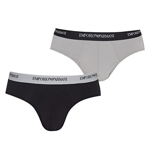 Emporio Armani Herren Essential Core Logoband 2-pack Brief Slip, Multicolore (Nero/Grigio), L EU von Emporio Armani