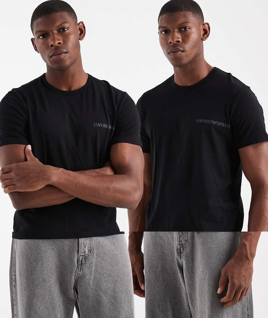 Emporio Armani - 2er-Pack Lounge-T-Shirts in Schwarz mit Logo von Emporio Armani
