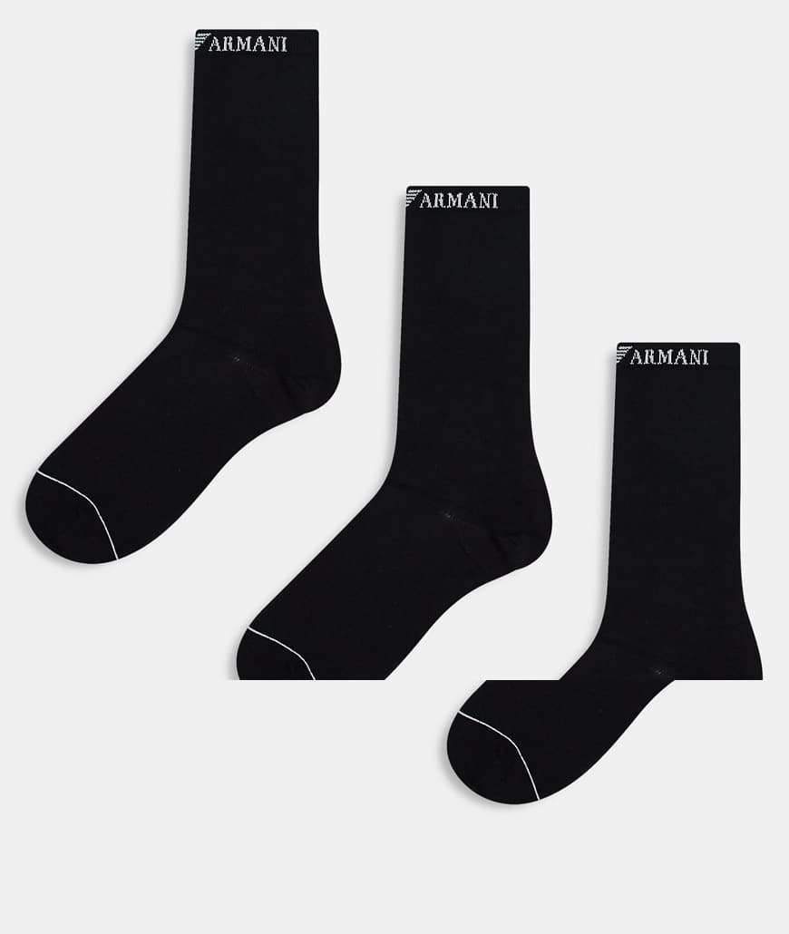 Emporio Armani - 3er-Pack Crew-Socken in Schwarz von Emporio Armani