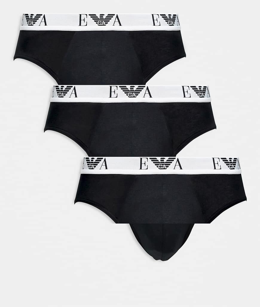 Emporio Armani - 3er-Pack Slips in Schwarz mit Kontrast-Logo von Emporio Armani
