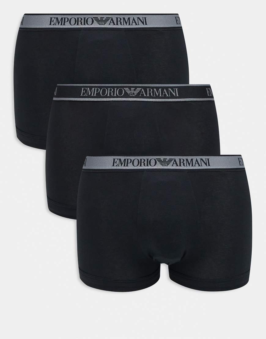 Emporio Armani - 3er-Pack Unterhosen in Schwarz und Grau mit großem Logo von Emporio Armani