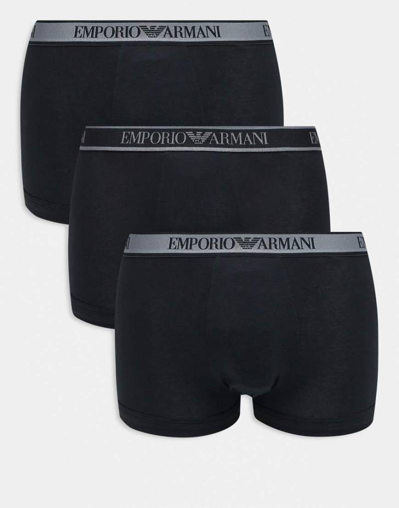 Emporio Armani - 3er-Pack Unterhosen in Schwarz und Grau mit großem Logo von Emporio Armani
