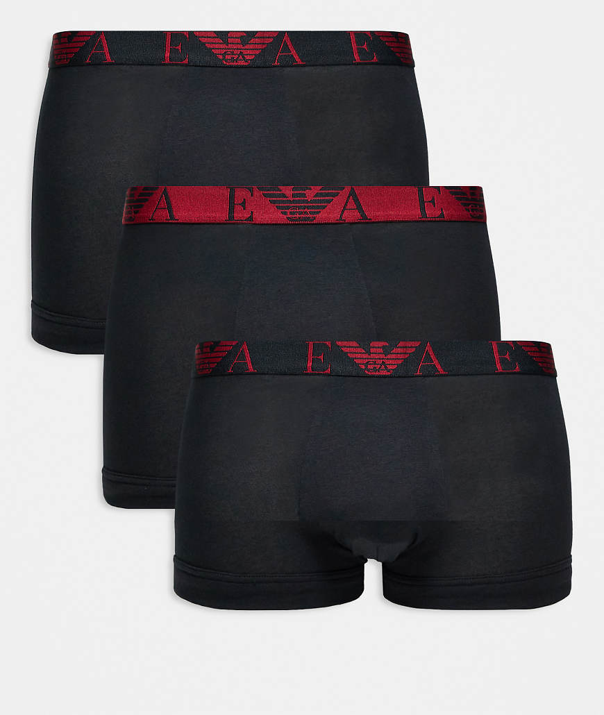 Emporio Armani - 3er-Pack Unterhosen in Schwarz und Rot mit großem Logo von Emporio Armani