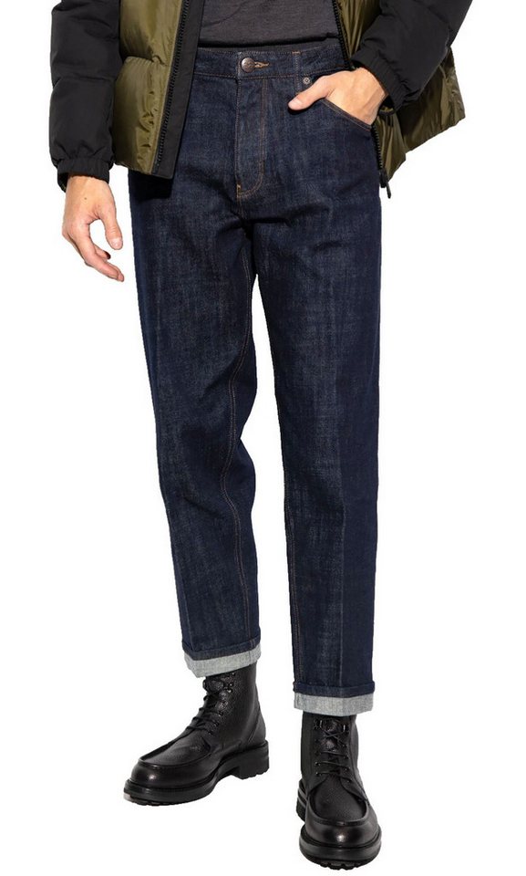 Emporio Armani 5-Pocket-Jeans Loose Fit Hose Navy Blue Denim aufgeschlagene Saum klassische Handwerkskunst mit modernem Retro-Charme von Emporio Armani