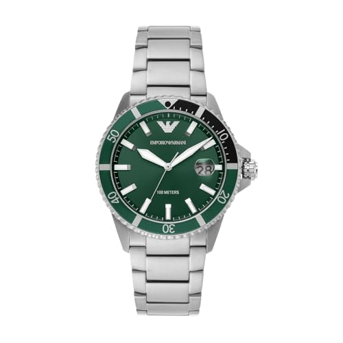 Emporio Armani Uhr für Herren , DreizeigerDatumswerk, 42mm Silbernes Edelstahlgehäuse mit Edelstahlarmband, AR11338 von Emporio Armani