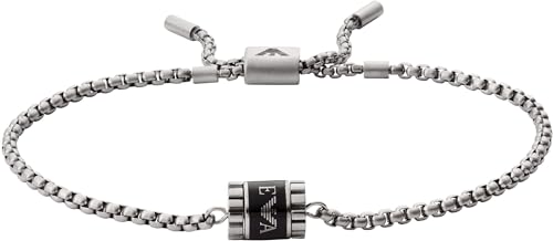 Emporio Armani Armband Für Männer, Innenlänge: 170-235mm Größe Rondell: 10X8X2mm Silber-Edelstahl-Armband, EGS2845040 von Emporio Armani