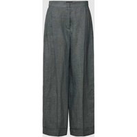 Emporio Armani Baggy Fit Leinenhose mit Bügelfalten in Dunkelgruen, Größe 36 von Emporio Armani