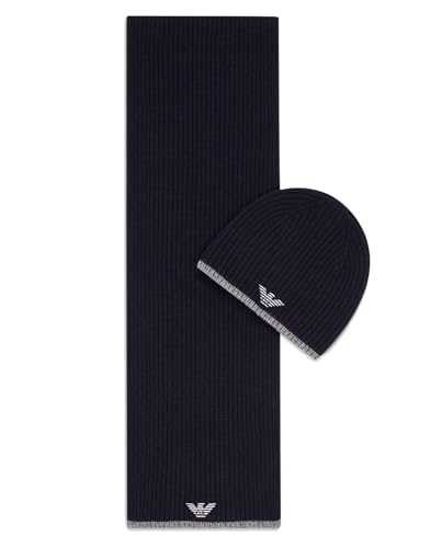 Emporio Armani Blaue Mütze und Schal Set aus Wollmischung für Herren, blau von Emporio Armani