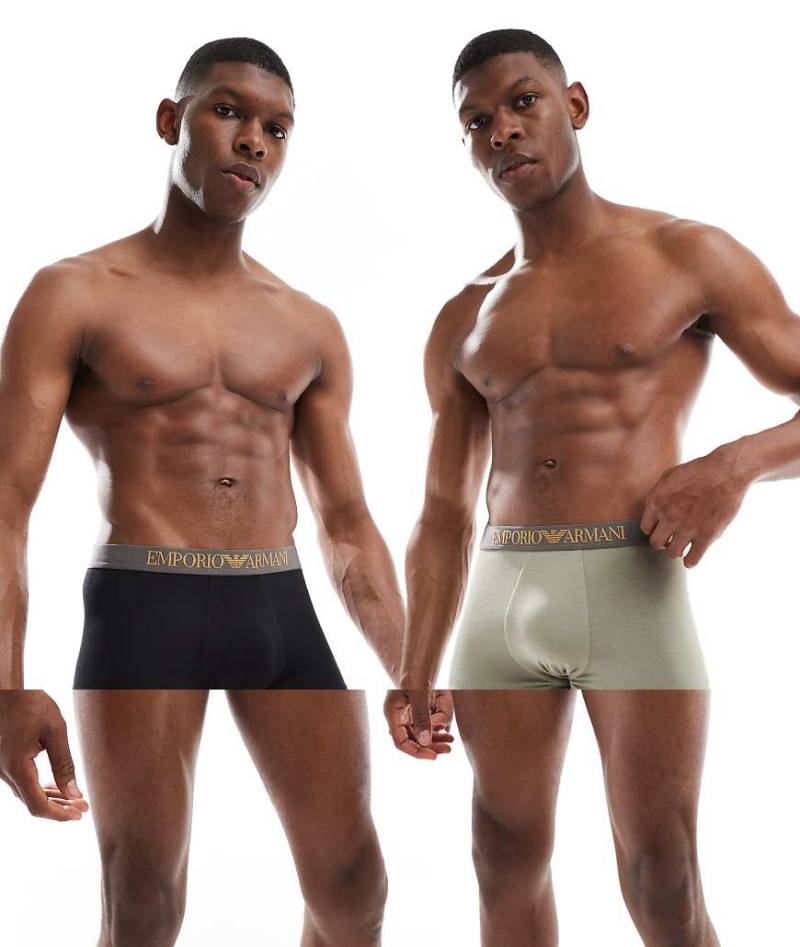 Emporio Armani - Bodywear - 2er-Pack Unterhosen aus weichem Bambusmaterial in Schwarz und Beige mit Logo von Emporio Armani