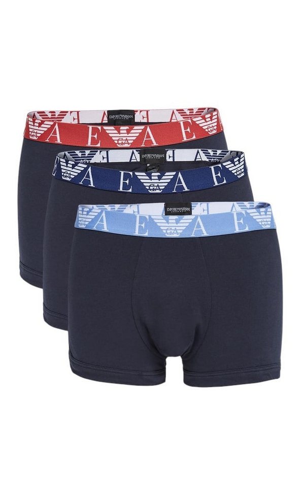 Emporio Armani Boxershorts Unterwäsche Trunk Stretch Cotton marineblau Herren - 3 Stück von Emporio Armani