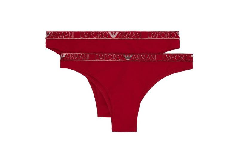 Emporio Armani Brasilslip Brazilian Brief Stretch Cotton (2-St., enthält 2 gleichfarbige, unifarbene Slips) mit umlaufenden Markenschriftzügen in metallischem Glanz von Emporio Armani