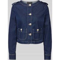 Emporio Armani Cropped Jeansjacke mit Knopfleiste in Jeansblau, Größe 34 von Emporio Armani