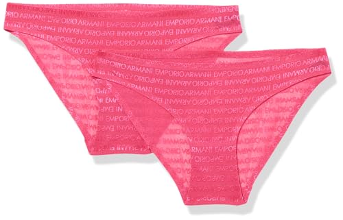 Emporio Armani Damen All Over Logo MESH 2-Pack Brief Unterwäsche, Magenta, M von Emporio Armani
