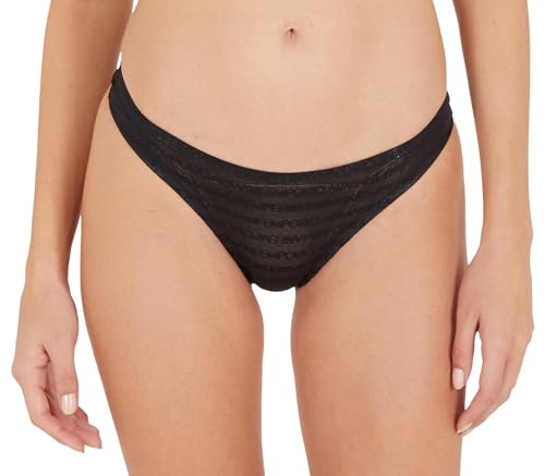 Emporio Armani Damen All Over Logo MESH 2-Pack Thong Unterwäsche, Nero, S von Emporio Armani