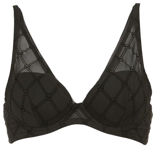 Emporio Armani Damen All Over MESH Monogram Balconette Bra Gepolsterter BH, Nero, 32B von Emporio Armani