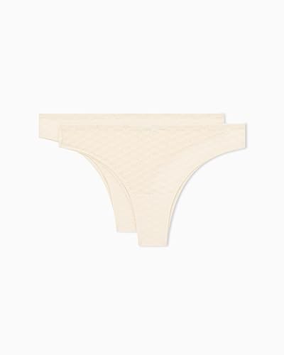 Emporio Armani Damen Allover Eagle Mesh 2-Pack Brazilian Halber Schlupf, weiß, S von Emporio Armani