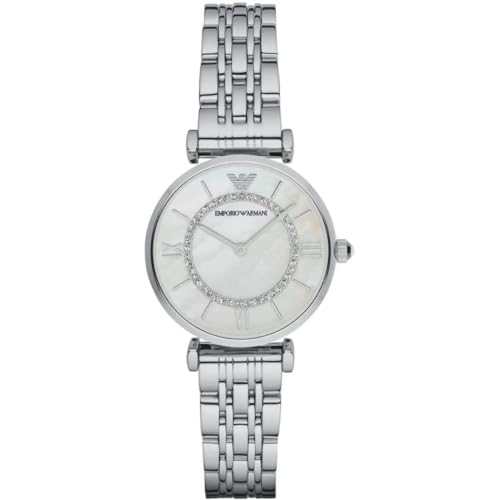 Emporio Armani Uhr für Damen , Zweizeiger Uhrwerk, 32mm Silbernes Edelstahlgehäuse mit Edelstahlarmband, AR1908 von EMPORIO ARMANI