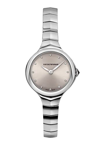 Emporio Armani Swiss Damenuhren , Zweizeiger Uhrwerk, 26mm Silbernes Edelstahlgehäuse mit Edelstahlarmband, ARS8013 von Emporio Armani