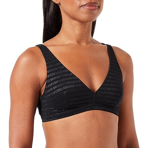 Emporio Armani Damen Emporio Armani Women's Bralette All Over Logo Mesh Bra, Schwarz, L EU von Emporio Armani