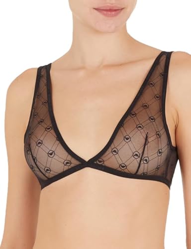 Emporio Armani Damen Emporio Armani Women's Bralette All Over Mesh Monogram Bra, Schwarz, S EU von Emporio Armani