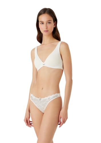 Emporio Armani Damen Emporio Armani Women's Bralette Dreamy Viscose Lace Padded Bra, Pale Cream, XL EU von Emporio Armani