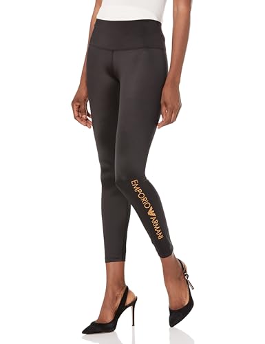 Emporio Armani Damen Emporio Armani Women's High Waist Iconic Microfiber Leggings, Schwarz, M EU von Emporio Armani