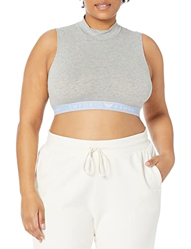 Emporio Armani Damen Emporio Armani Women's Icon Logoband Crop Top T Shirt, Light Grey Melange, M EU von Emporio Armani