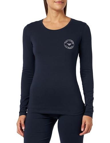 Emporio Armani Damen Emporio Armani Women's Long Sleeves T-shirt Essential Studs Logo T Shirt, Marine, L EU von Emporio Armani