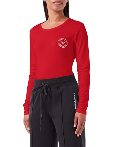 Emporio Armani Damen Emporio Armani Women's Long Sleeves T-shirt Essential Studs Logo T Shirt, Ruby Red, L EU von Emporio Armani