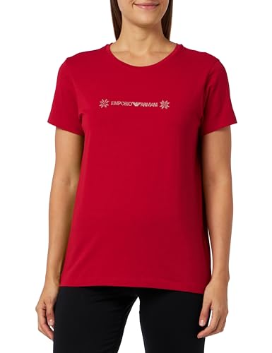 Emporio Armani Damen Emporio Armani Women's Round Collar T-shirt Tartan Christmas Cotton T Shirt, Ruby Red, L EU von Emporio Armani