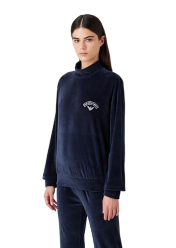 Emporio Armani Damen Emporio Armani Women's Sweater Ribbed Velour Sweatshirt, Marine, M EU von Emporio Armani