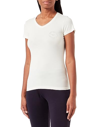 Emporio Armani Damen Emporio Armani Women's T-shirt Essential Studs Logo T Shirt, Pale Cream, L EU von Emporio Armani