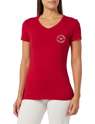 Emporio Armani Damen Emporio Armani Women's T-shirt Essential Studs Logo T Shirt, Ruby Red, XL EU von Emporio Armani