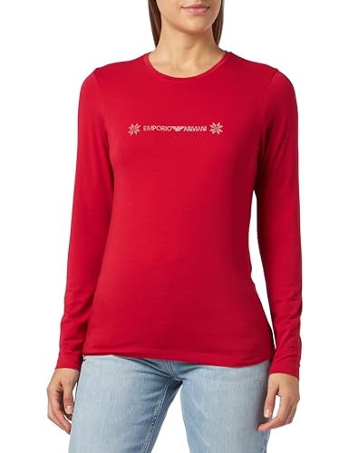 Emporio Armani Damen Emporio Armani Women's T-shirt Tartan Christmas Cotton T Shirt, Ruby Red, M EU von Emporio Armani