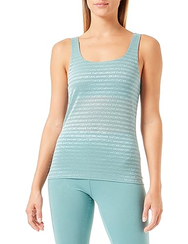 Emporio Armani Damen Emporio Armani Women's Tank All Over Logo Mesh T Shirt, Arctic, S EU von Emporio Armani