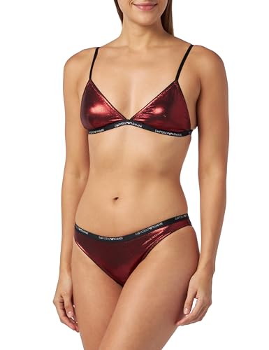 Emporio Armani Damen Emporio Armani Women's Triangle Bra+t-thong Dot Foil Gift Lingerie Set, Black/Ruby Print, M EU von Emporio Armani